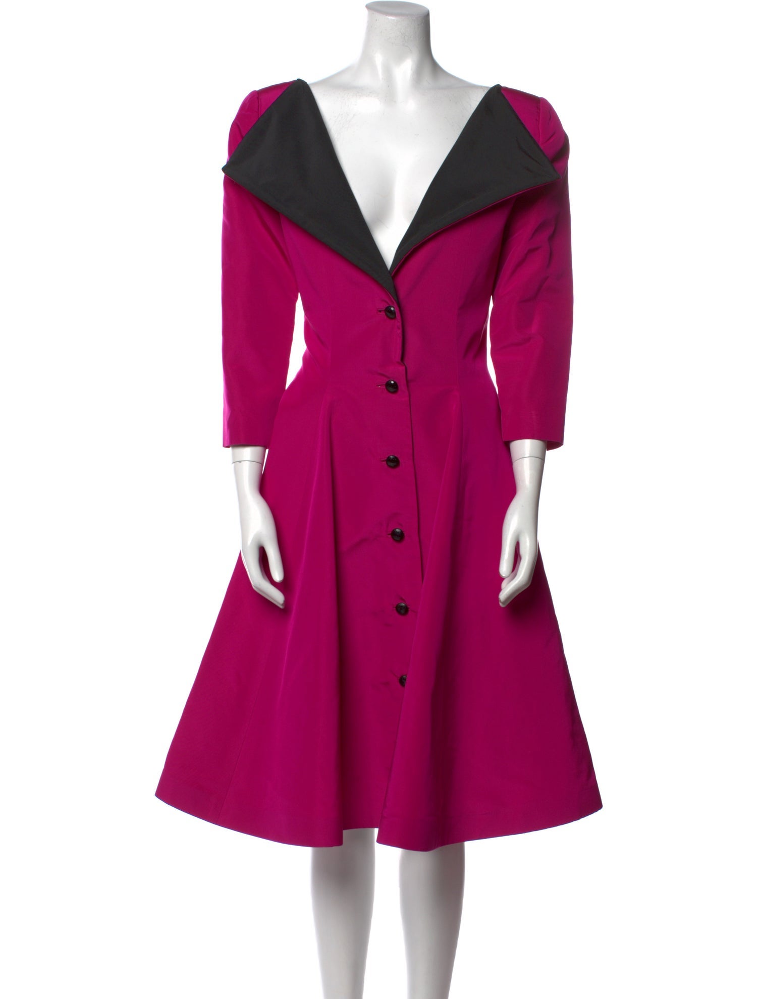 Oscar de la Renta V-Neck Midi Length Dress