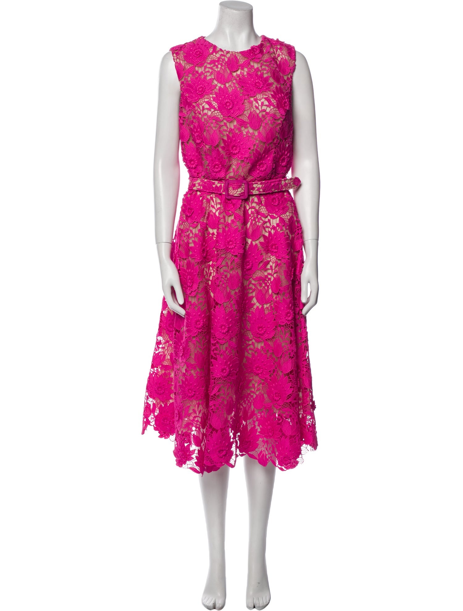 Oscar de la Renta Lace Pattern Midi Length Dress