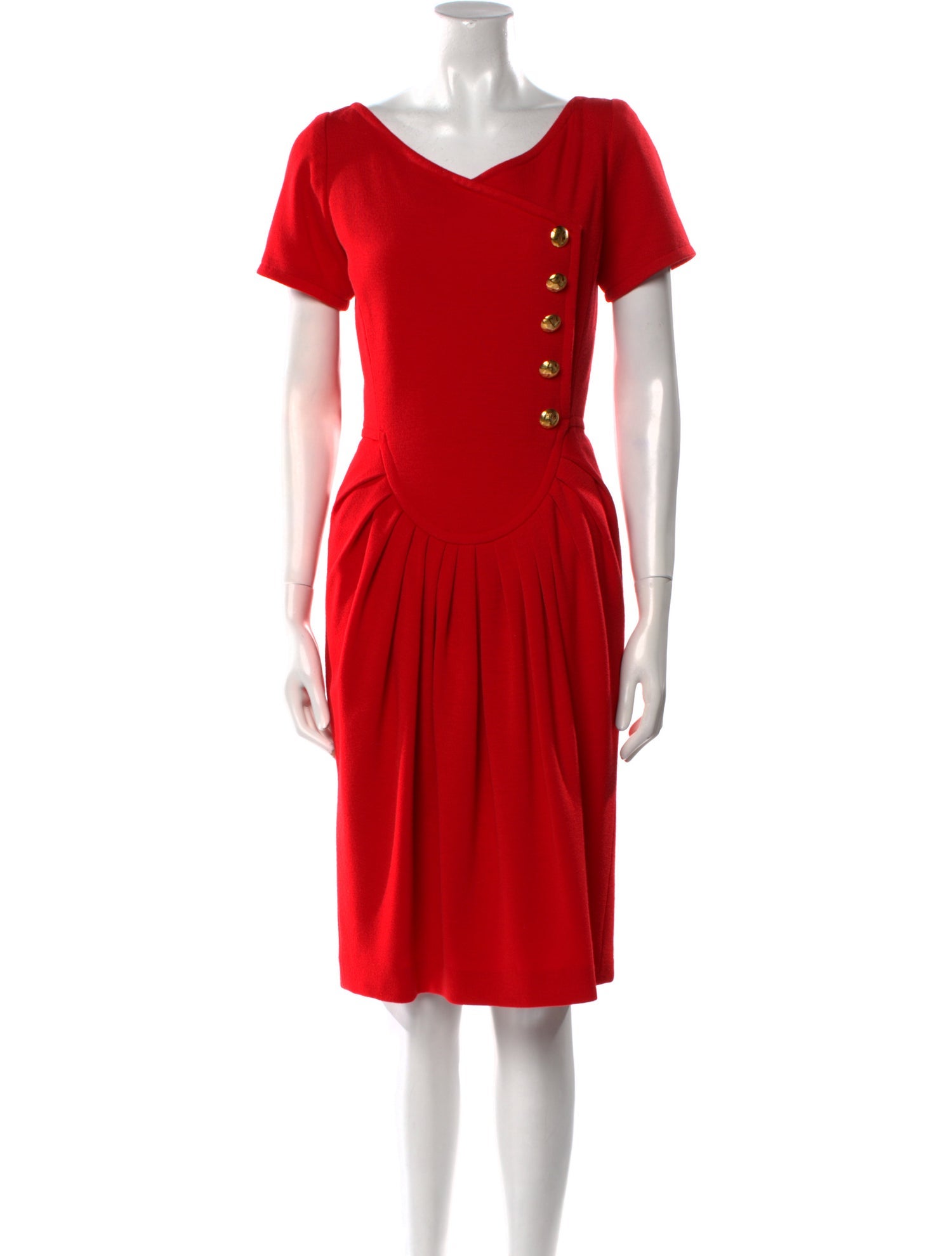 Oscar de la Renta V-Neck Knee-Length Dress