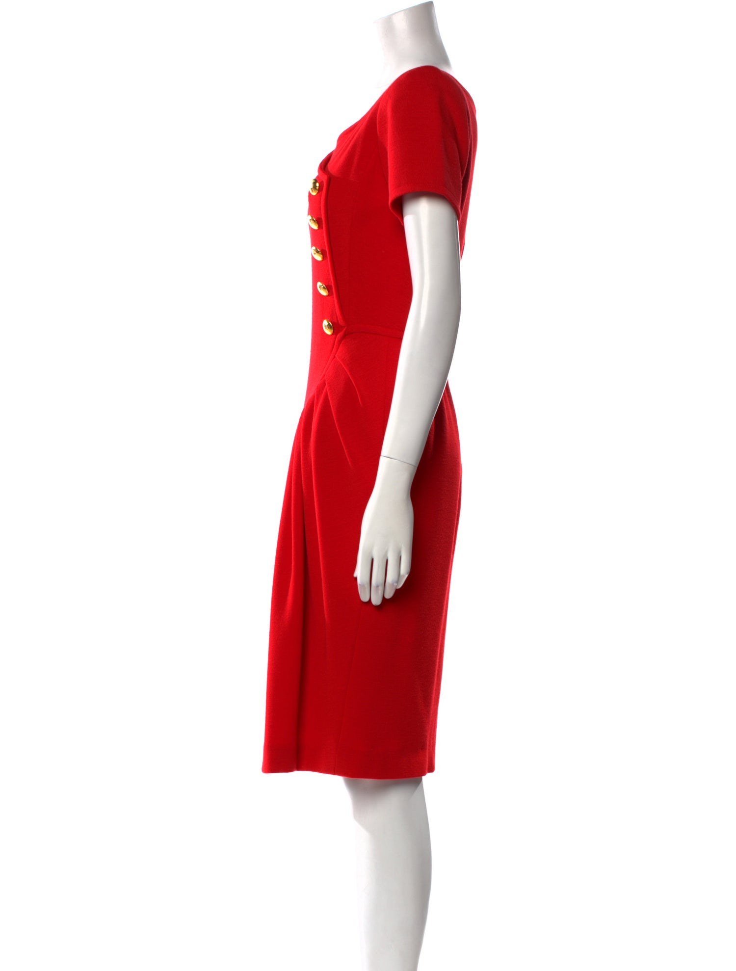 Oscar de la Renta V-Neck Knee-Length Dress