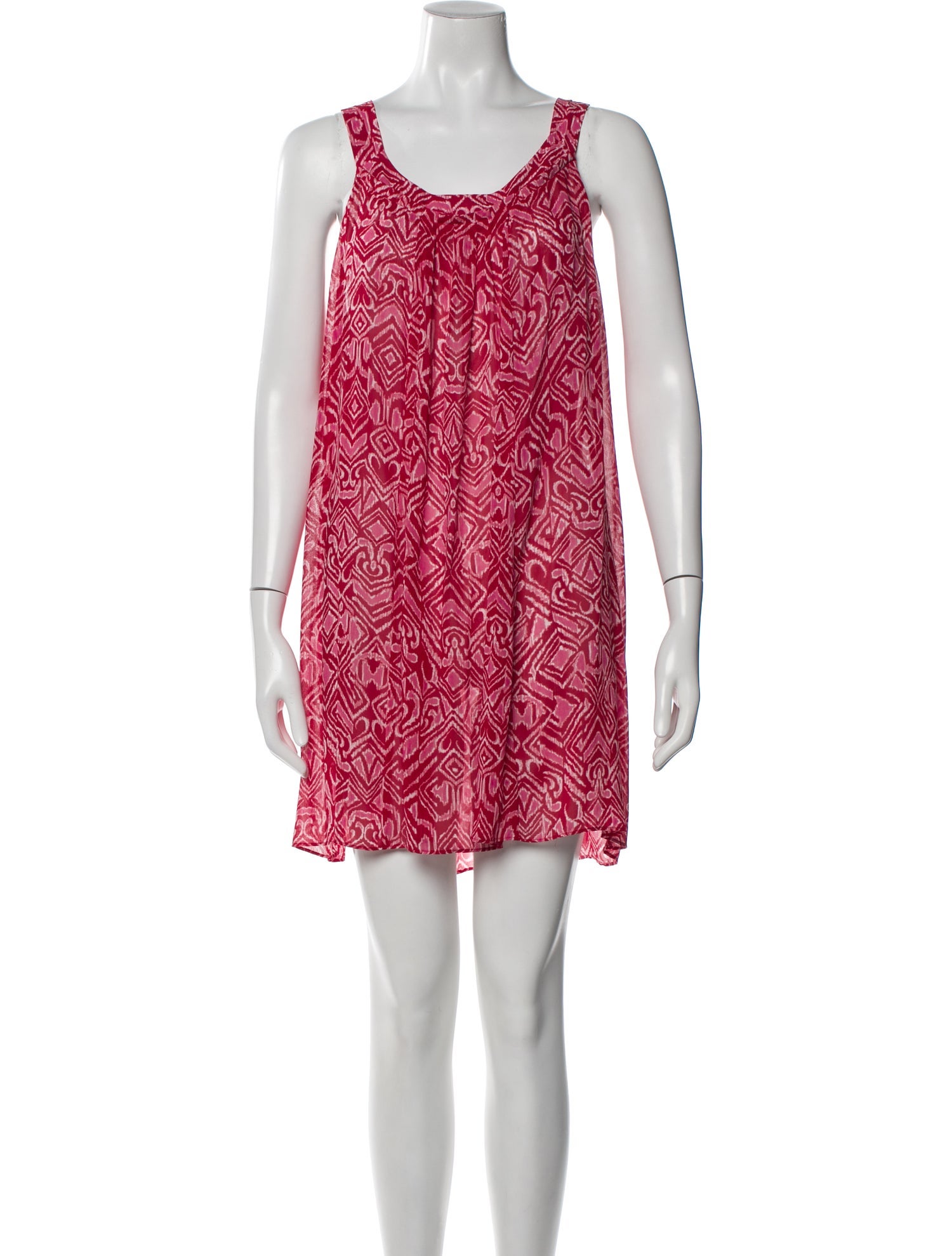 Oscar de la Renta Pink Label Printed Keyhole Accent Nightgown