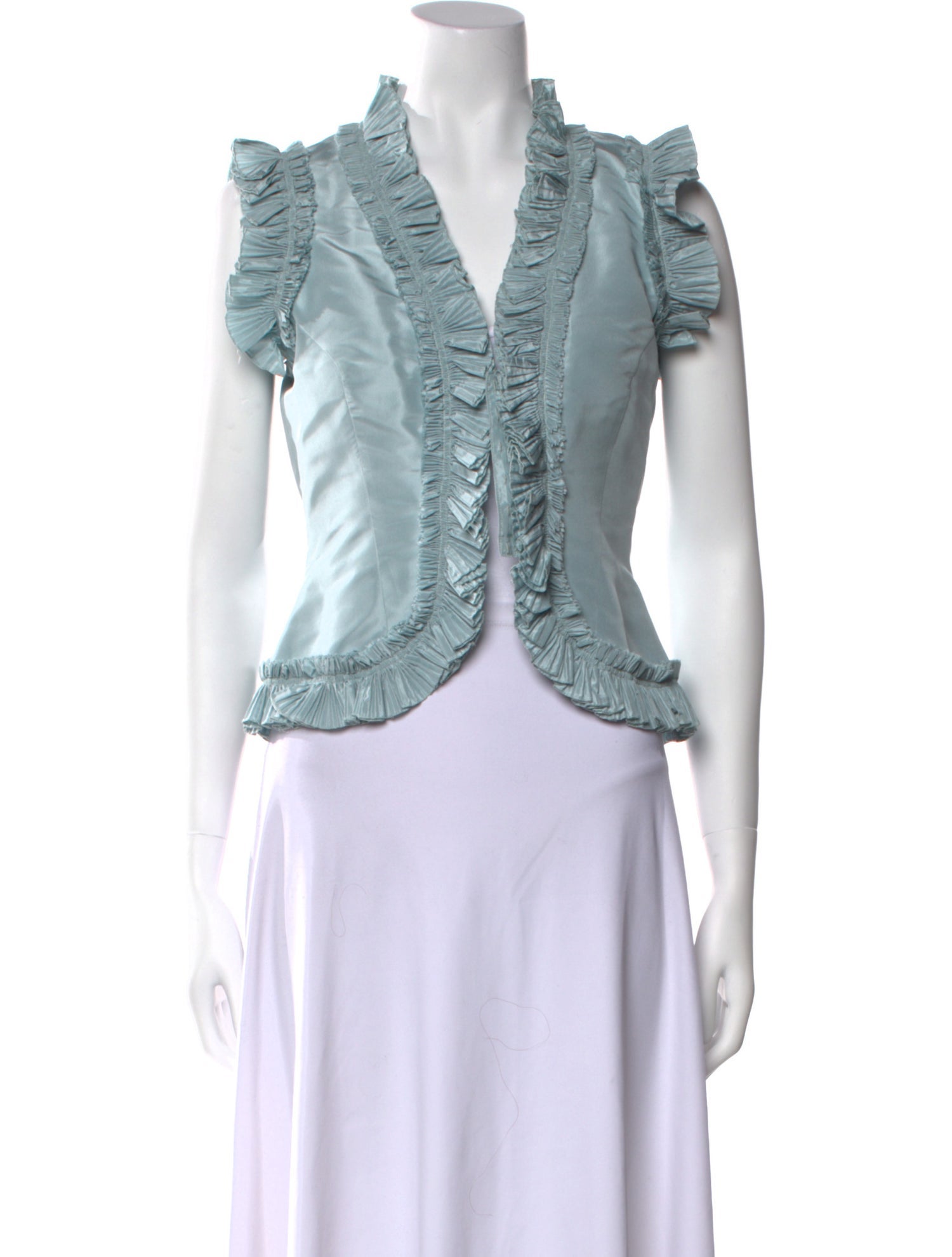 Oscar de la Renta V-Neck Sleeveless Crop Top