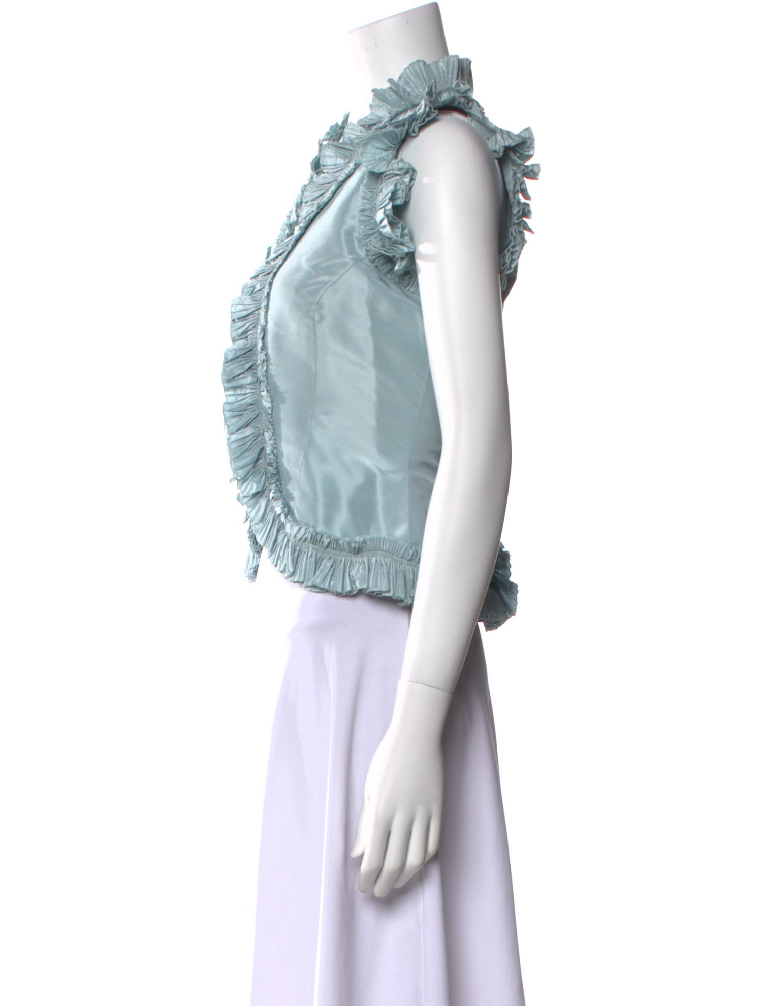 Oscar de la Renta V-Neck Sleeveless Crop Top