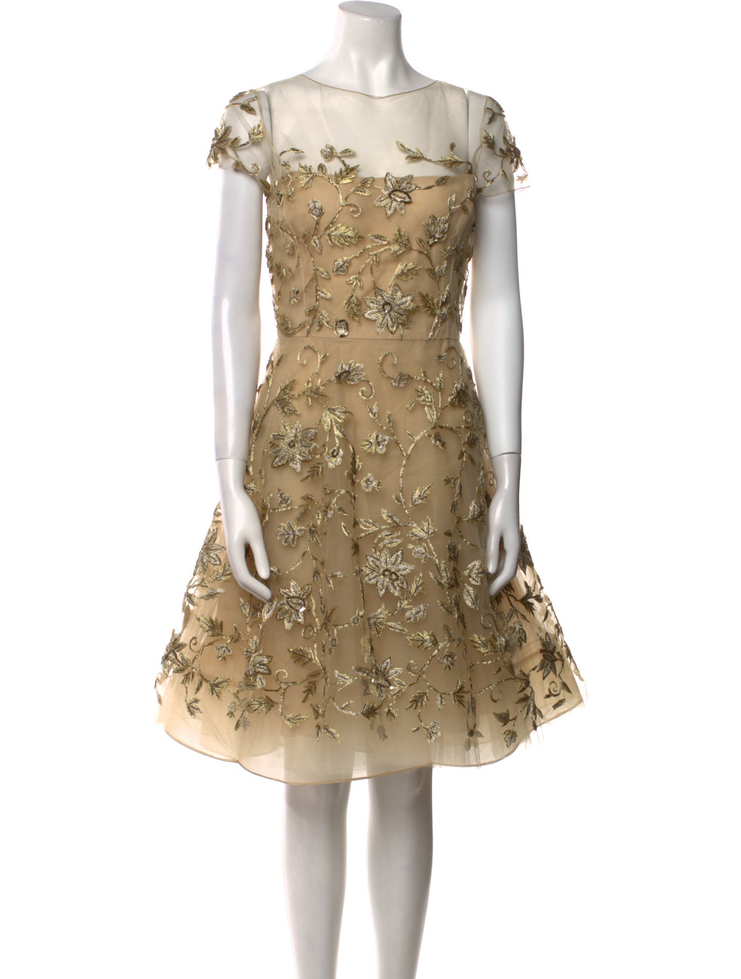 Oscar de la Renta Floral Print Knee-Length Dress w/ Tags