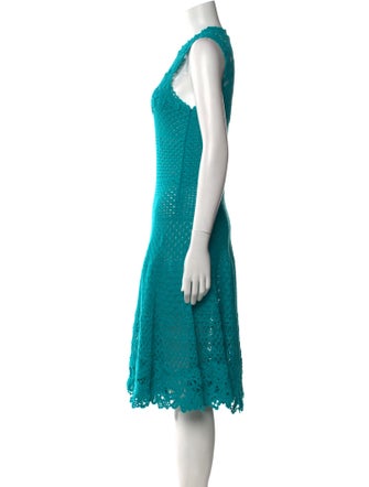 Oscar de la Renta V-Neck Midi Length Dress