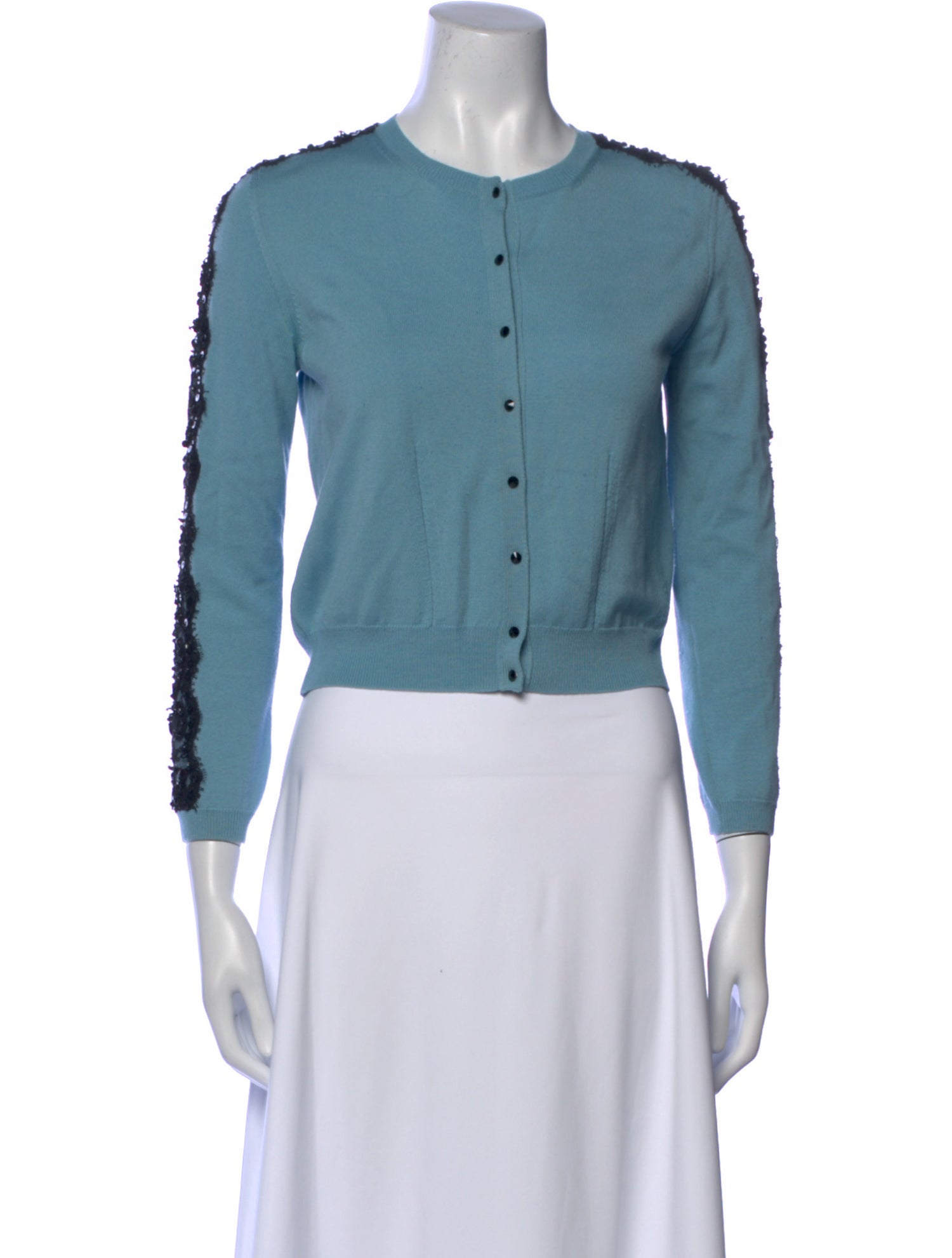 Oscar de la Renta Virgin Wool Crew Neck Sweater