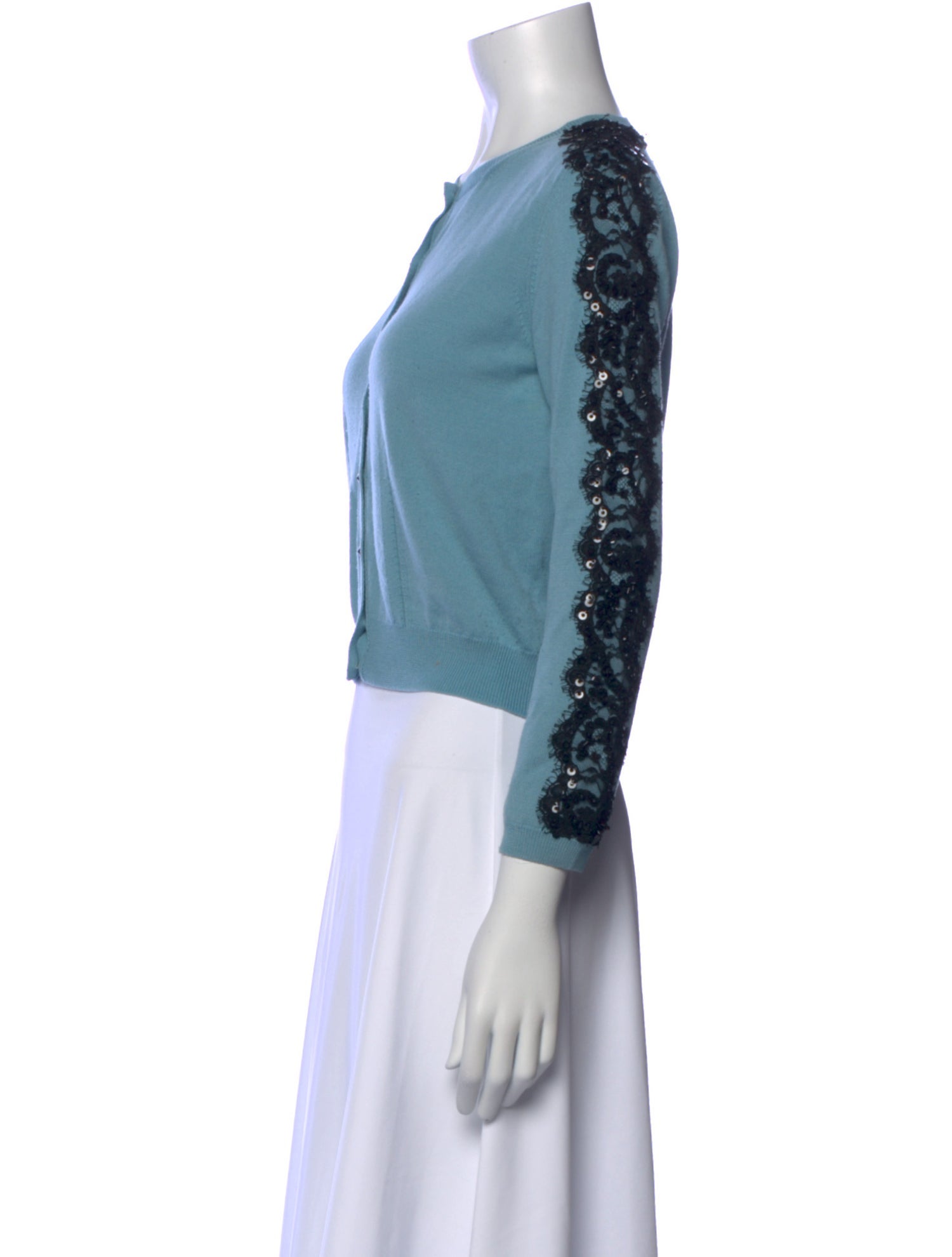 Oscar de la Renta Virgin Wool Crew Neck Sweater