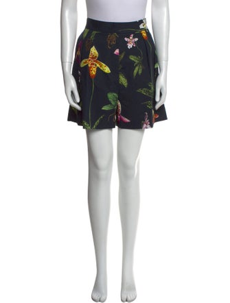 Oscar de la Renta Floral Print Mini Shorts