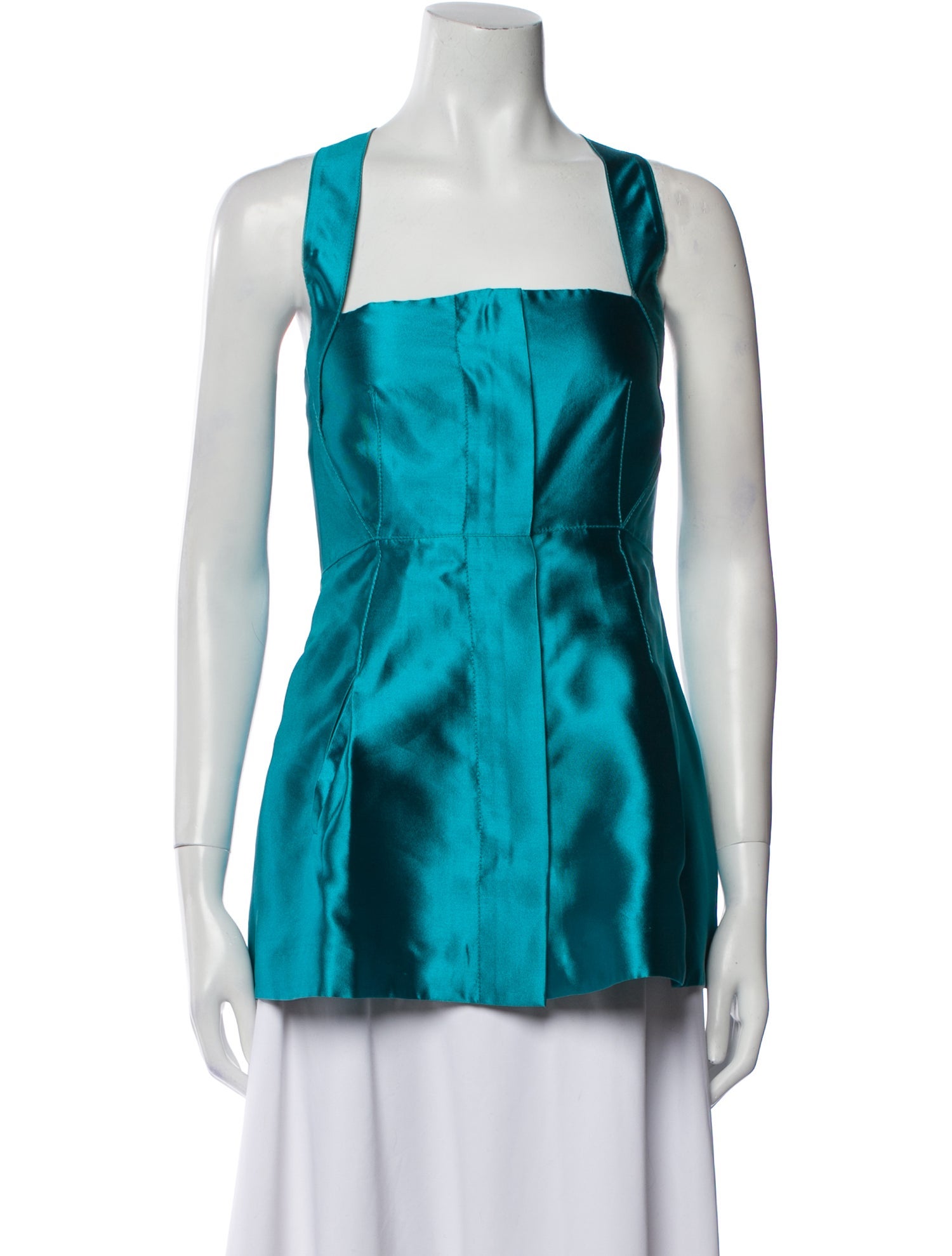 Oscar de la Renta Silk Square Neckline Top