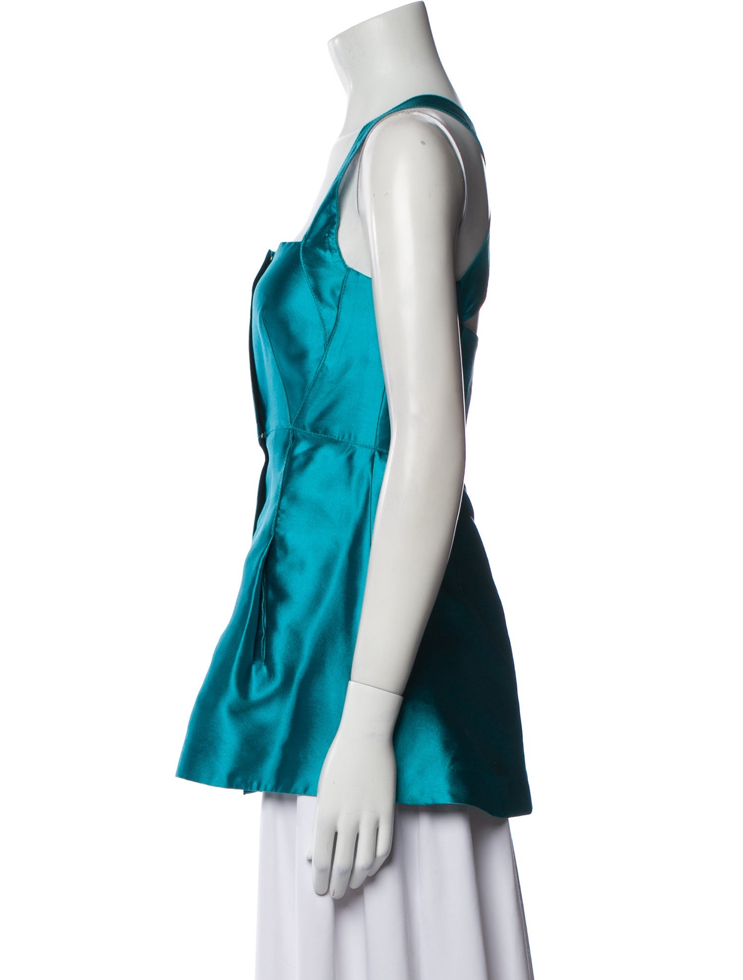 Oscar de la Renta Silk Square Neckline Top
