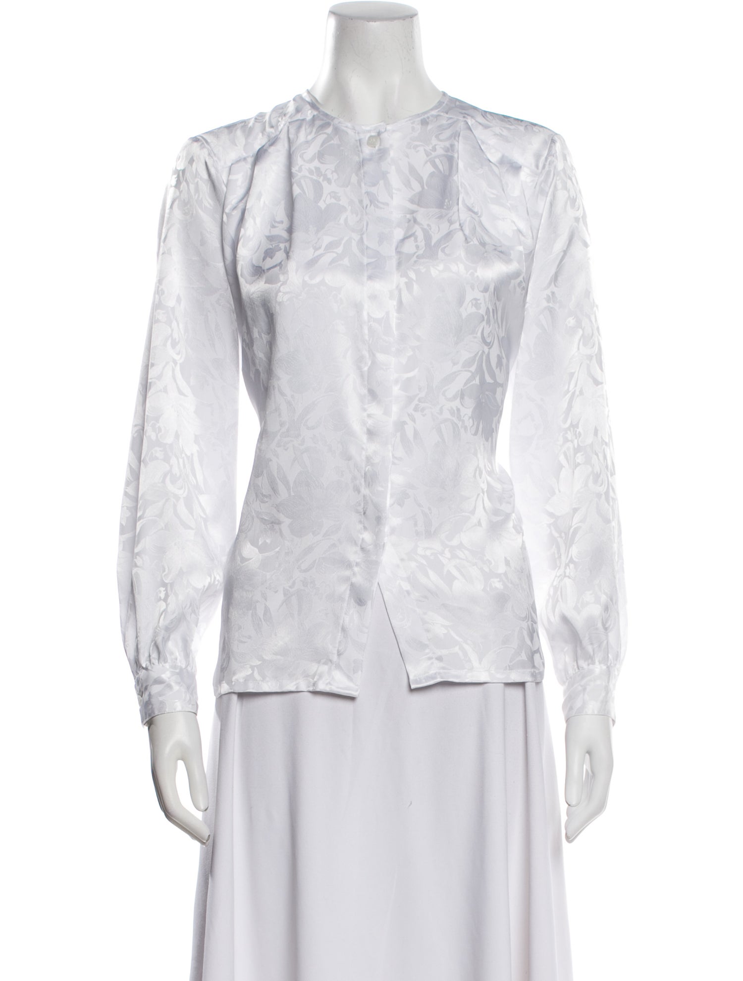 Oscar de la Renta Printed Crew Neck Blouse