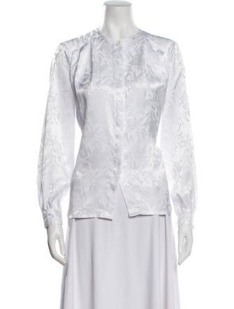 Oscar de la Renta Printed Crew Neck Blouse