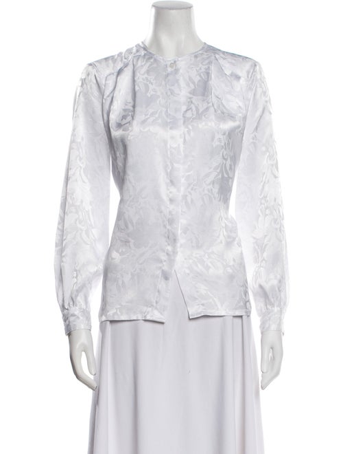 Oscar de la Renta Printed Crew Neck Blouse