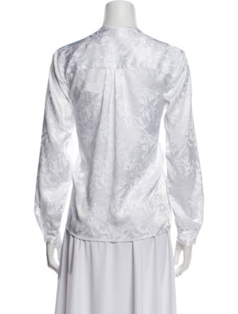 Oscar de la Renta Printed Crew Neck Blouse