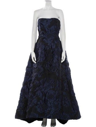 Oscar de la Renta Lace Pattern Long Dress