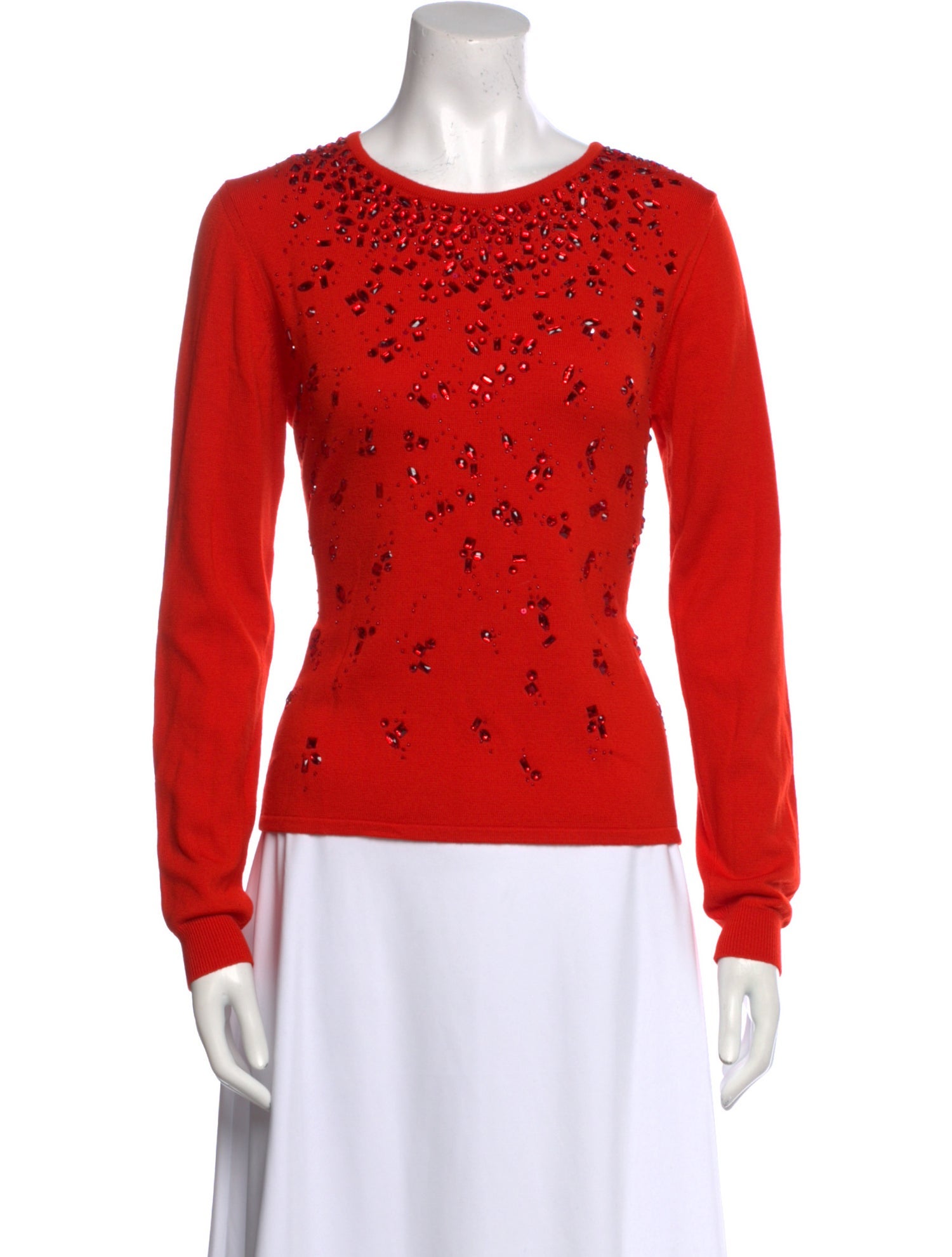 Oscar de la Renta Virgin Wool Scoop Neck Sweater