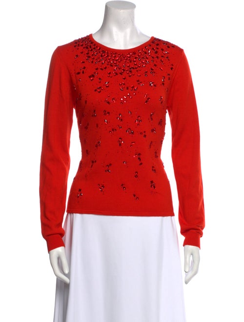 Oscar de la Renta Virgin Wool Scoop Neck Sweater