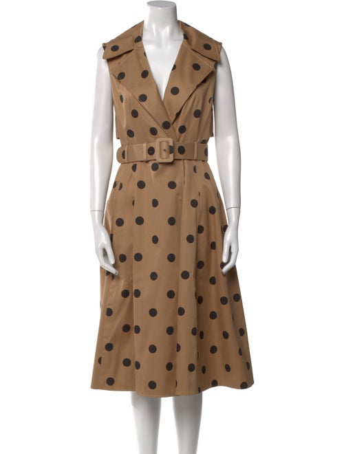 Oscar de la Renta Polka Dot Print Midi Length Dress