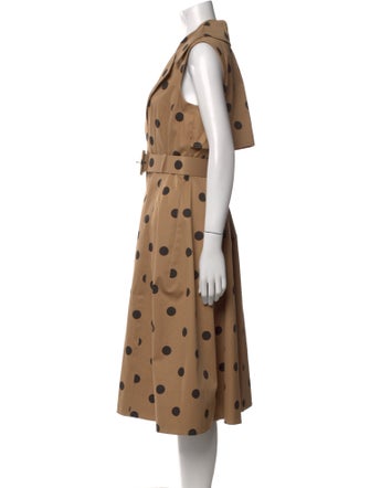 Oscar de la Renta Polka Dot Print Midi Length Dress