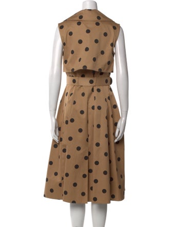 Oscar de la Renta Polka Dot Print Midi Length Dress