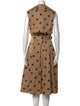 Oscar de la Renta Polka Dot Print Midi Length Dress