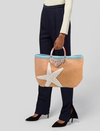 Oscar de la Renta Rattan Top Handle Bag