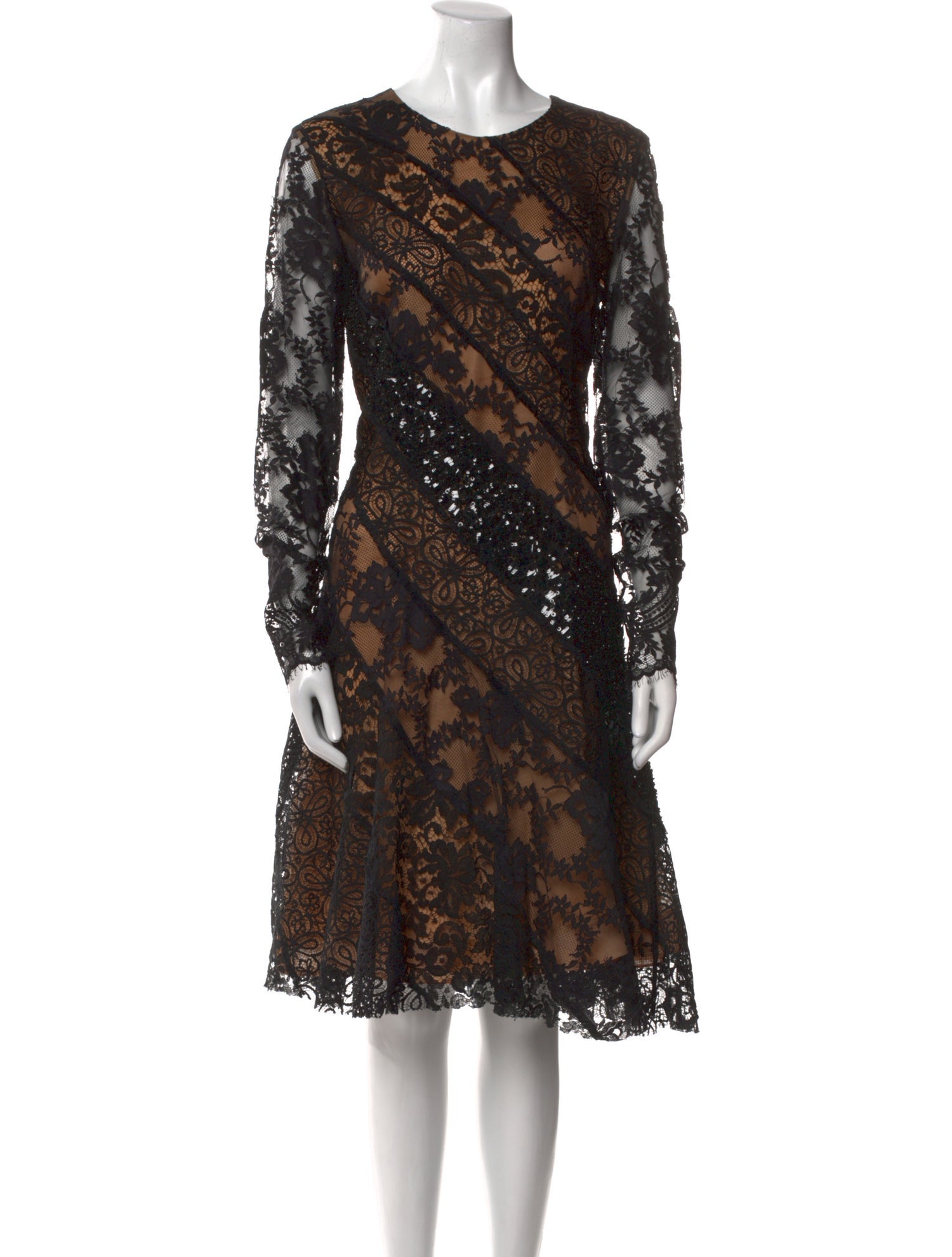 Oscar de la Renta Lace Pattern Knee-Length Dress
