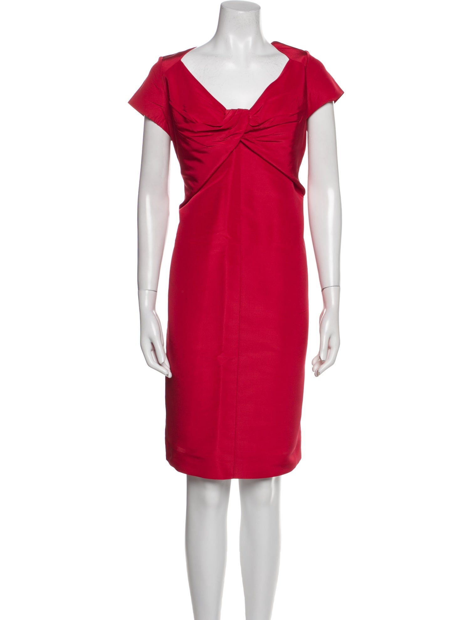 Oscar de la Renta V-Neck Knee-Length Dress