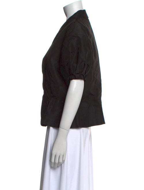 Oscar de la Renta V-Neck Short Sleeve Blouse