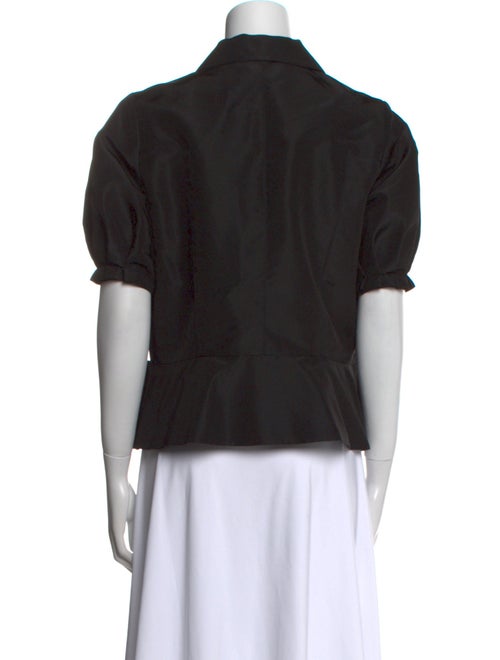 Oscar de la Renta V-Neck Short Sleeve Blouse