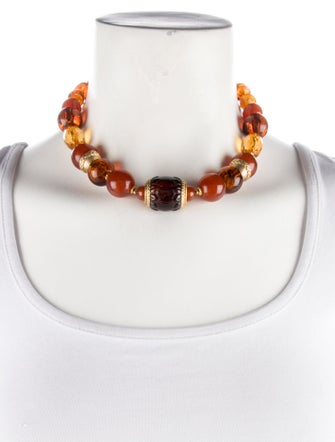 Oscar de la Renta Resin Bead Strand Necklace