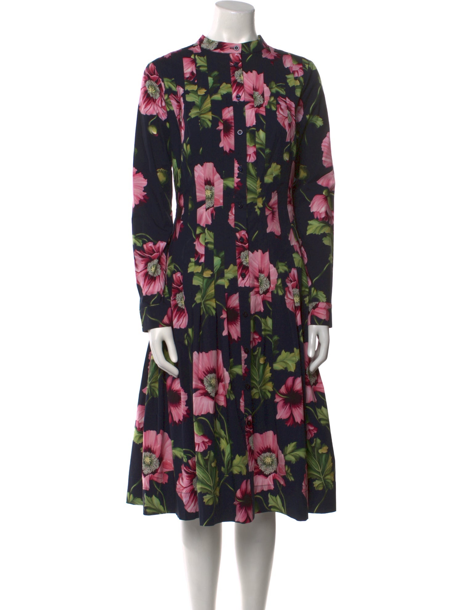 Oscar de la Renta Floral Print Midi Length Dress