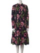 Oscar de la Renta Floral Print Midi Length Dress