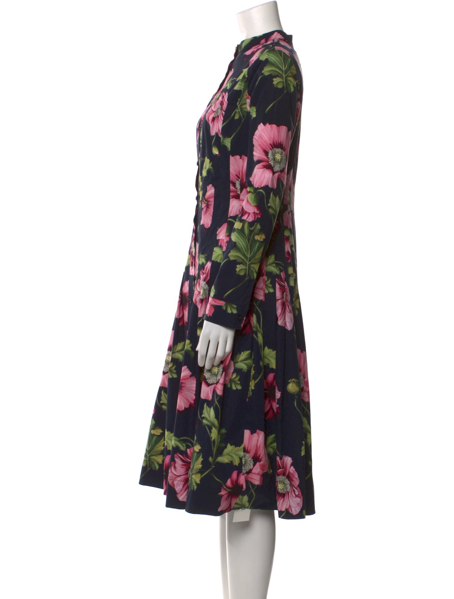 Oscar de la Renta Floral Print Midi Length Dress