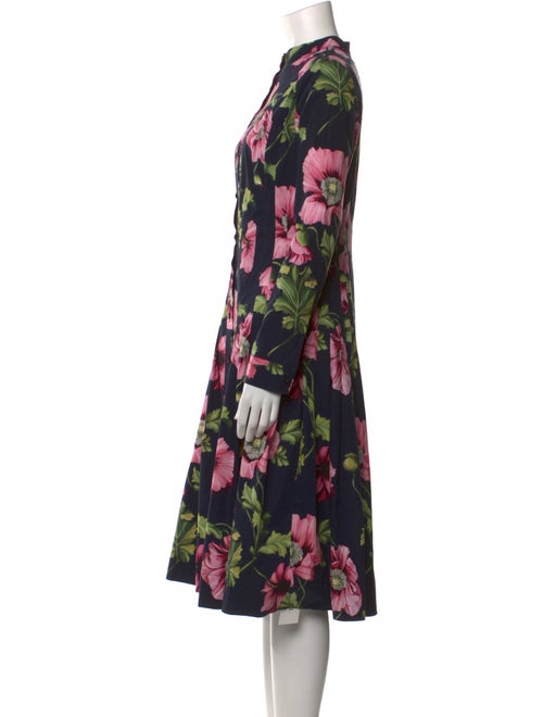 Oscar de la Renta Floral Print Midi Length Dress
