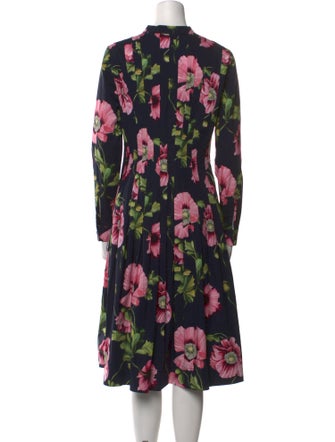 Oscar de la Renta Floral Print Midi Length Dress