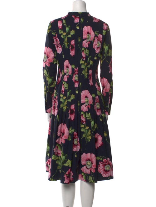 Oscar de la Renta Floral Print Midi Length Dress