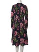 Oscar de la Renta Floral Print Midi Length Dress