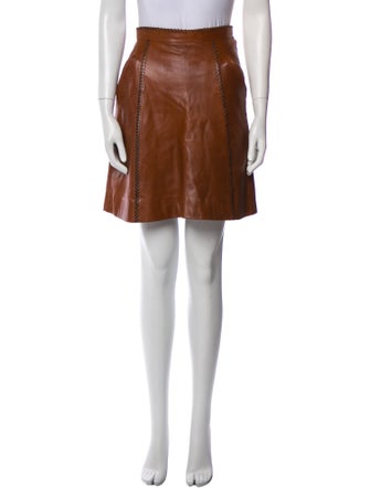 Oscar de la Renta Leather Mini Skirt