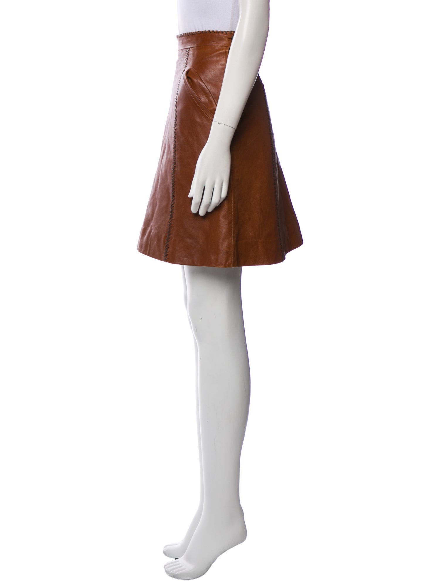 Oscar de la Renta Leather Mini Skirt