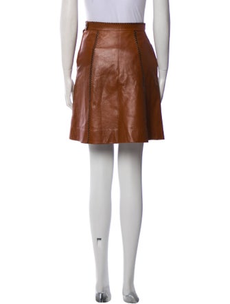 Oscar de la Renta Leather Mini Skirt