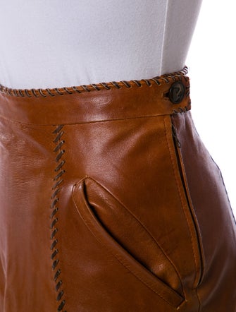 Oscar de la Renta Leather Mini Skirt