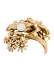 Oscar de la Renta Faux Pearl, Crystal & Enamel Flower Bouquet Brooch Pin