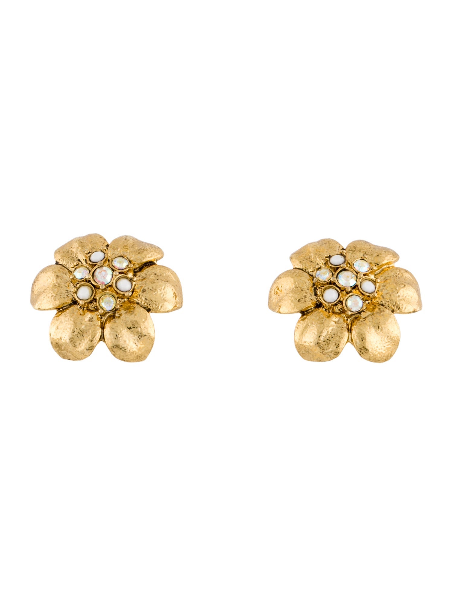 Oscar de la Renta Crystal Flower Stud Earrings