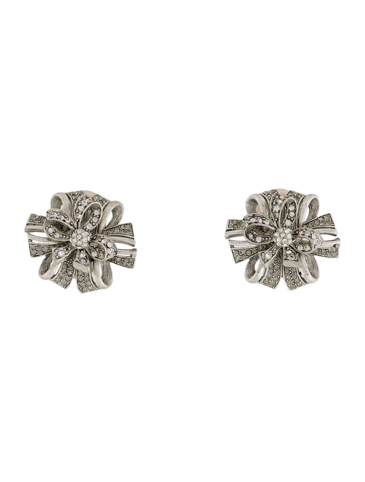 Oscar de la Renta Crystal Clip-On Earrings