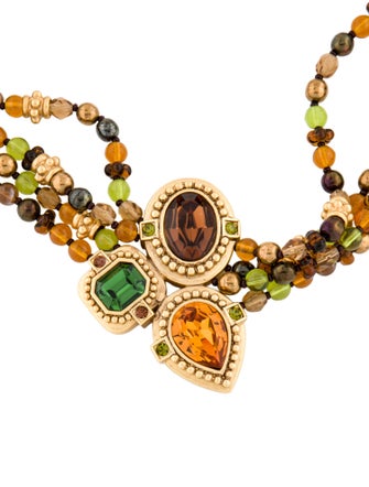 Oscar de la Renta Crystal Multistrand Beaded Choker