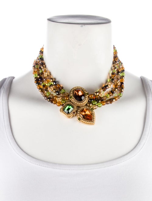 Oscar de la Renta Crystal Multistrand Beaded Choker