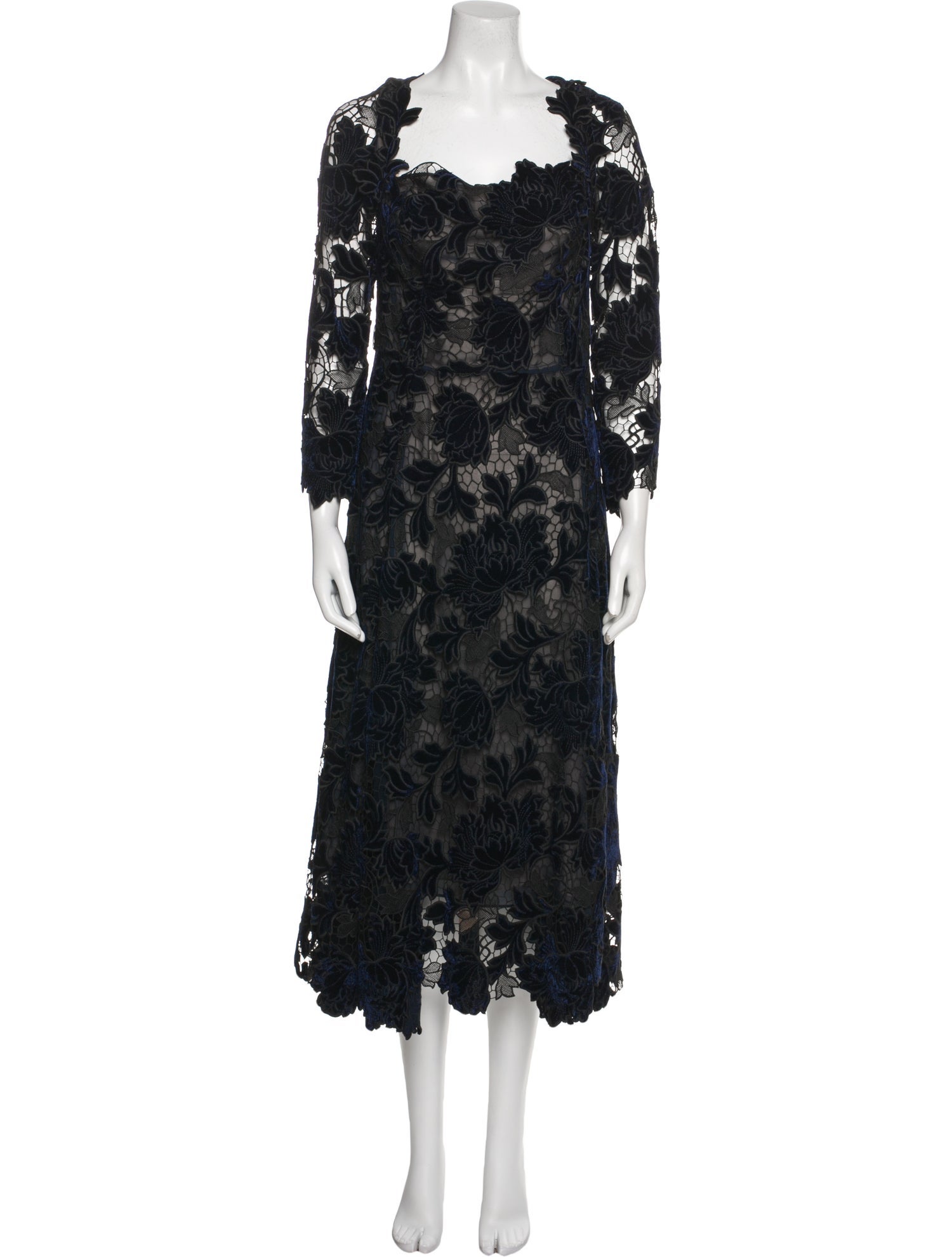 Oscar de la Renta Lace Pattern Long Dress