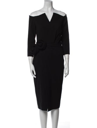 Oscar de la Renta Virgin Wool Knee-Length Dress