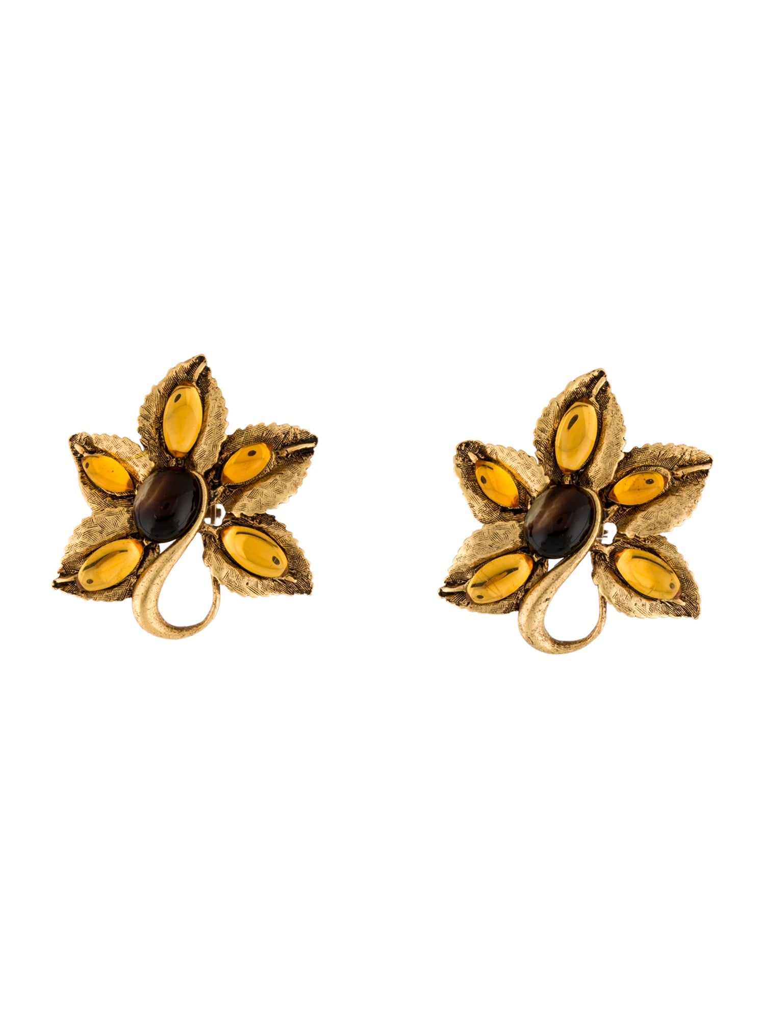 Oscar de la Renta Resin Flower Clip-On Earrings